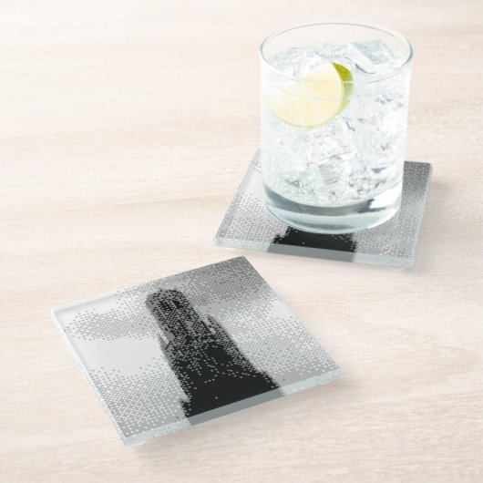 Brustkämpfer Glasuntersetzer (Schrägansicht)