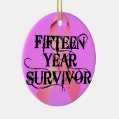 Brustkrebs 15 Jahre Überleben Keramikornament (Rechts)