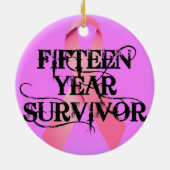 Brustkrebs 15 Jahre Überleben Keramikornament (Hinten)
