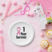 Brustkrebs - 1 Jahr Pappteller (Party)