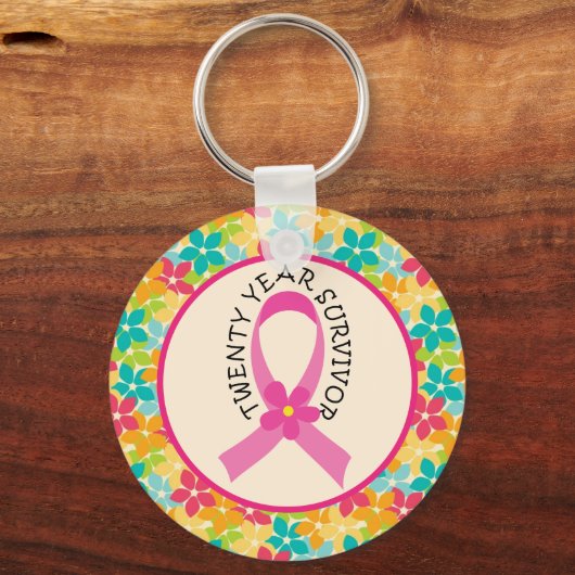Brustkrebs 20 Jahre Überlebenspende Schlüsselanhänger (Vorderseite)