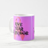 Brustkrebs 5 Jahre Überleben Kaffeetasse (Vorderseite Links)