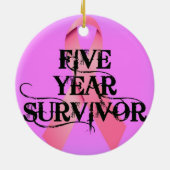 Brustkrebs 5 Jahre Überleben Keramikornament (Hinten)