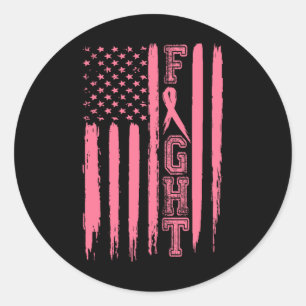 Brustkrebs Amerikanische Flagge Brustkrebsüberlebu Runder Aufkleber