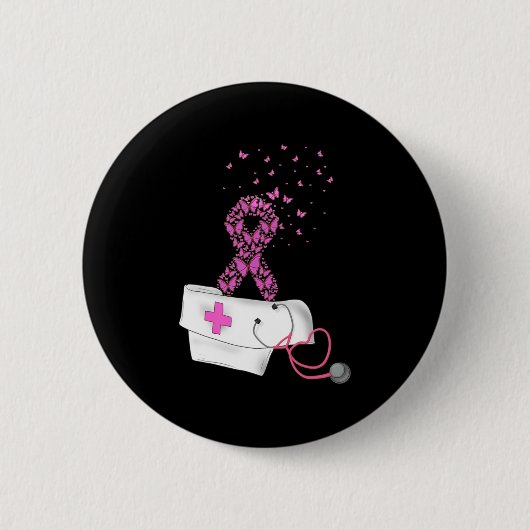 Brustkrebs-Aufklärung der Krankenschwester Rosa Ri Button (Vorderseite)