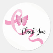 Brustkrebs-Aufkleber, rosa Band Runder Aufkleber (Vorderseite)