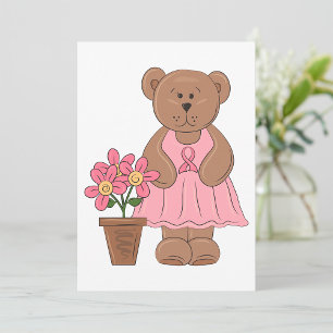 Brustkrebs-Bären in rosa Kleid Einladung
