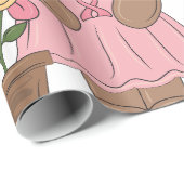 Brustkrebs-Bären in rosa Kleid Geschenkpapier (Rolleneckpunkt)