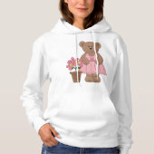 Brustkrebs-Bären in rosa Kleid Hoodie (Vorderseite)