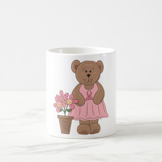 Brustkrebs-Bären in rosa Kleid Kaffeetasse (Mittel)