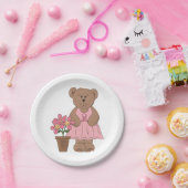 Brustkrebs-Bären in rosa Kleid Pappteller (Party)