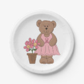 Brustkrebs-Bären in rosa Kleid Pappteller (Vorderseite)