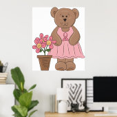 Brustkrebs-Bären in rosa Kleid Poster (Heimbüro)