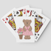 Brustkrebs-Bären in rosa Kleid Spielkarten (Rückseite)