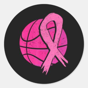 Brustkrebs Basketball Ball Pink Ribbon Runder Aufkleber