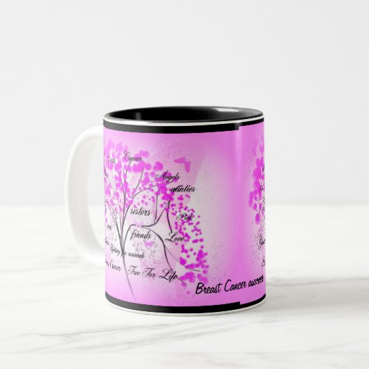 Brustkrebs-Baum des Lebens Zweifarbige Tasse (Vorderseite Links)