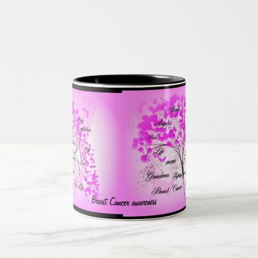 Brustkrebs-Baum des Lebens Zweifarbige Tasse (Mittel)