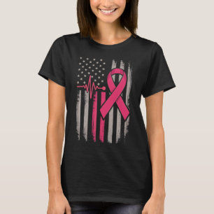 Brustkrebs-Bedrängte amerikanische Flagge rosa Ban T-Shirt