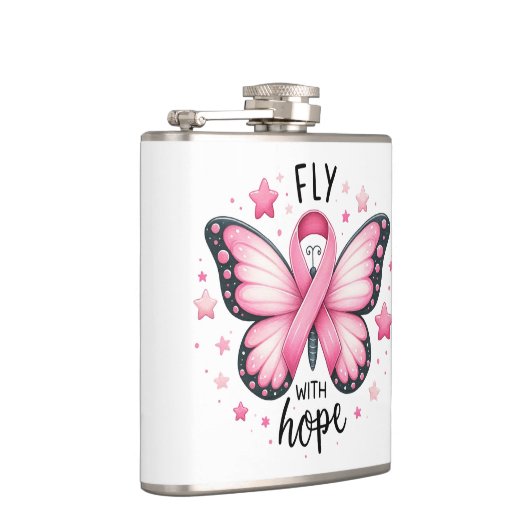 Brustkrebs bekämpft rosa Butterfly Flachmann (Rechts)