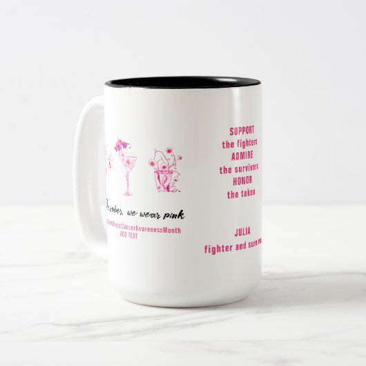 Brustkrebs bekämpft rosa Schleife Inspiration Zweifarbige Tasse (Vorderseite Links)