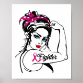 Brustkrebs bekämpft Rosie The Riveter Pink Poster (Vorne)