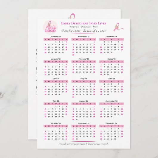 Brustkrebs-Bewusstsein 15-monatiger Multifunktions (Vorne/Hinten)