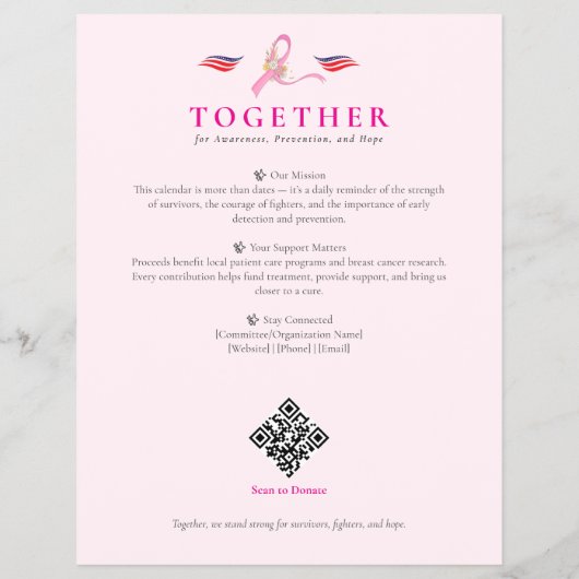 Brustkrebs-Bewusstsein 15-monatiger Multifunktions Flyer (Hinten)