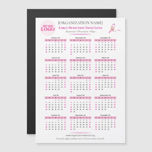 Brustkrebs-Bewusstsein 15-monatiger W Multifunktio Magnetkarte (Vorne/Hinten)