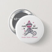 Brustkrebs-Bewusstsein Affe befruchtet Krebs Button (Vorne & Hinten)