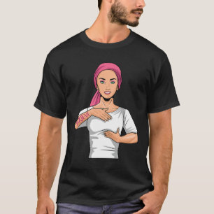 Brustkrebs-Bewusstsein als amerikanische Gebärdens T-Shirt