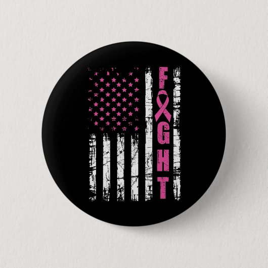 Brustkrebs-Bewusstsein Amerikanischer Flaggenkampf Button (Vorderseite)