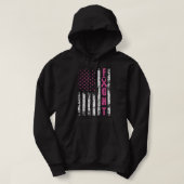 Brustkrebs-Bewusstsein Amerikanischer Flaggenkampf Hoodie (Design vorne)
