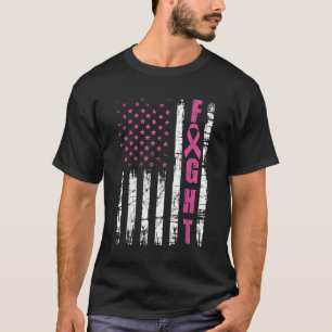 Brustkrebs-Bewusstsein Amerikanischer Flaggenkampf T-Shirt