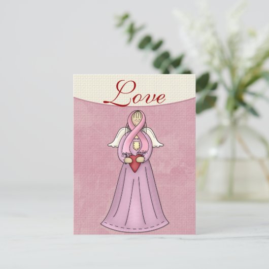 Brustkrebs-Bewusstsein Angel D1 Postkarte (Stehend Vorderseite)
