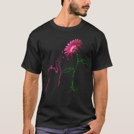Brustkrebs-Bewusstsein Band Daisy Blume Cat T-Shirt
