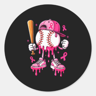 Brustkrebs-Bewusstsein Baseball-Tropf rosa Band Runder Aufkleber