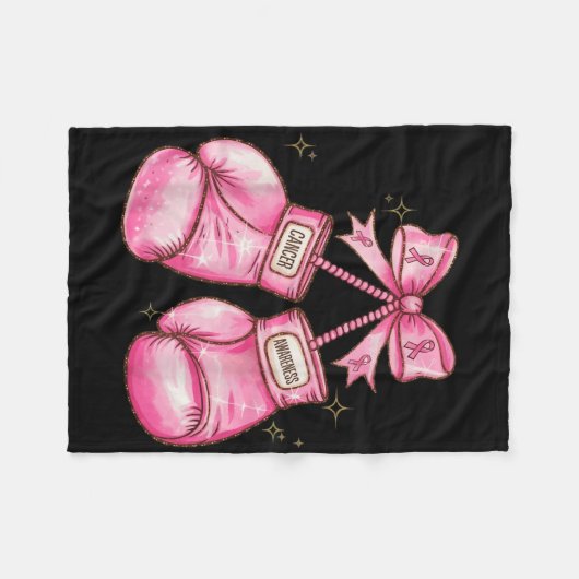 Brustkrebs-Bewusstsein Boxhandschuh im Oktober Wir Fleecedecke (Vorderseite (Horizontal))