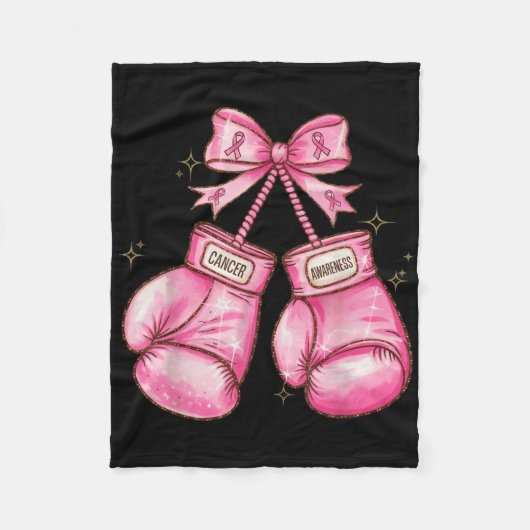 Brustkrebs-Bewusstsein Boxhandschuh im Oktober Wir Fleecedecke (Vorderseite)