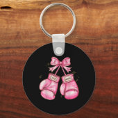 Brustkrebs-Bewusstsein Boxhandschuh im Oktober Wir Schlüsselanhänger (Vorderseite)