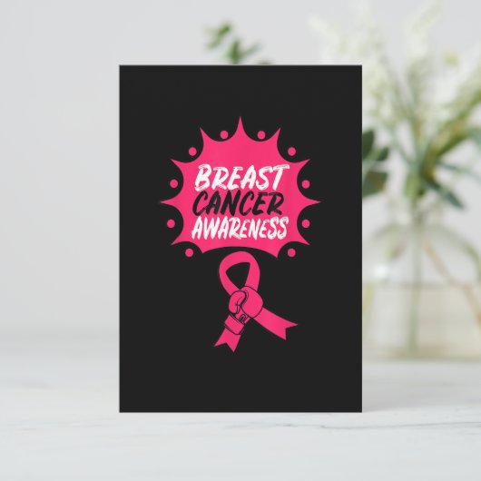 Brustkrebs-Bewusstsein Boxing Handschuh rosa Band Dankeskarte (Stehend Vorderseite)