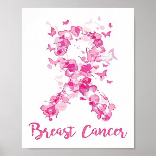 Brustkrebs-Bewusstsein Butterfly Poster (Vorne)