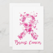 Brustkrebs-Bewusstsein Butterfly Save The Date (Vorne/Hinten)