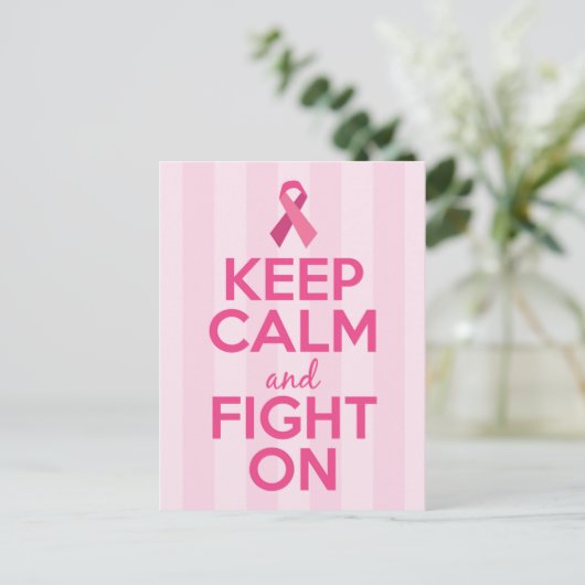 Brustkrebs-Bewusstsein-Cup Throw Kissen Postkarte (Stehend Vorderseite)