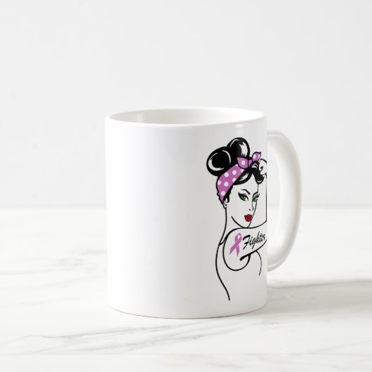 Brustkrebs-Bewusstsein denken Sie rosa Ribbon-Kamp Kaffeetasse (VorderseiteRechts)