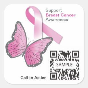 Brustkrebs-Bewusstsein der Schablonen-Sticker2 Quadratischer Aufkleber