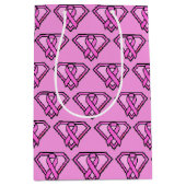 Brustkrebs-Bewusstsein-Diamant-Logo Rosa Mittlere Geschenktüte (Vorderseite)