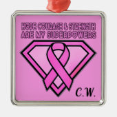 Brustkrebs-Bewusstsein-Diamant-Logo Rosa Ornament Aus Metall (Vorne)