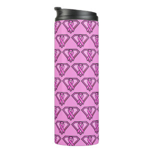 Brustkrebs-Bewusstsein-Diamant-Logo Rosa Thermosbecher