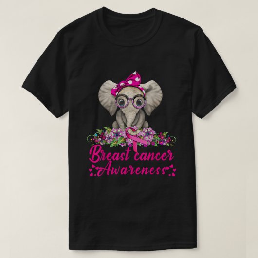 Brustkrebs-Bewusstsein Elephant T-Shirt (Design vorne)