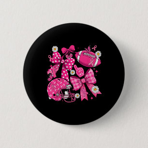 Brustkrebs-Bewusstsein Footbyll Coquette Bow Pink Button